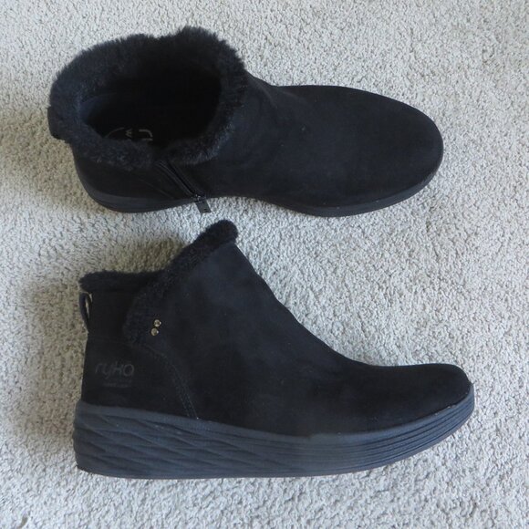 Ryka Nimbus Womens Ankel Booties Size 9.5 Black Water Repellent Faux-Fur - Picture 1 of 11